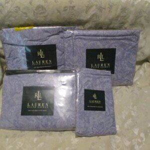 Vintage Lauren Ralph Lauren Monotone Lavender Blue Paisley Twin Sheet Set